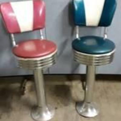 2 vintage bar high ice cream diner chairs