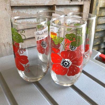 LAN0815: (4)1980s Floral Pattern Water Glasses Local Pickup $5 Pay online by Venmo: @Rafael-Monzon-1, PayPal Email:...
