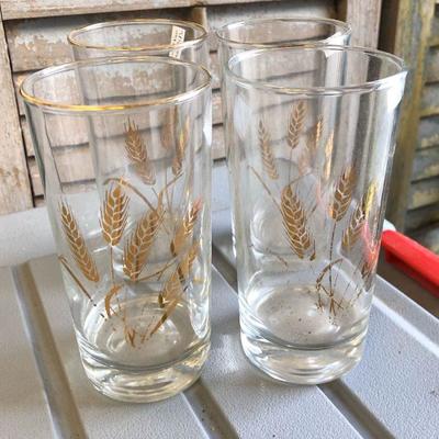 LAN0813 (4) Mid Century Wheat Glasses Local Pickup $5 Pay online by Venmo: @Rafael-Monzon-1, PayPal Email: Agesagoestatesales@Gmail.com,...