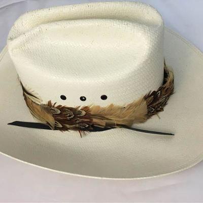 https://www.ebay.com/itm/114188551720	KB0105: MHT Westerns Master Hatters of Texas Cowboy Hat with Feathered Band $20

