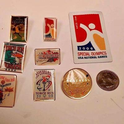 https://www.ebay.com/itm/124143283700	AB0001 SPECIAL OLYMPICS PIN & PATCH LOT FROM LOUISIANA & NATIONAL $20.00 BOX74 
