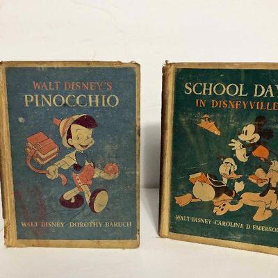 Walt Disney 1939 First and Second Edition Pinocchio & School Days Books