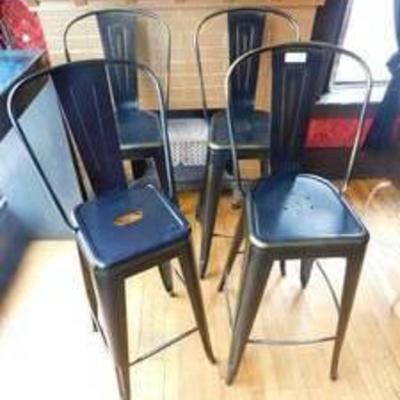 Lot of 4 Metal Bar Height Chairs