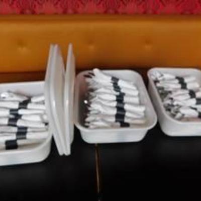 3 Tubs Of Rolled Silverware
