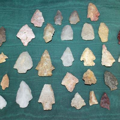 Lot 42:  Native American Arrowheads and Stone Tools from South Carolina, and Georgia  $50