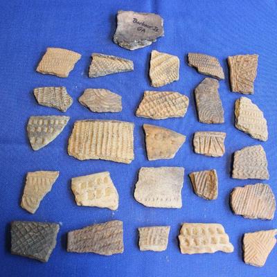 Lot 76: Native American Embossed Pot Shards From SC and Ga. 2000BC-1670 AD   $50