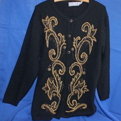 Lot 69: Marisa Christine Black Beaded Women's Sweater Size Lg.  $25