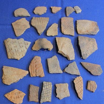Lot 78:  Native American Embossed Pot Shards From SC and Ga. 2000BC-1670 AD   $50