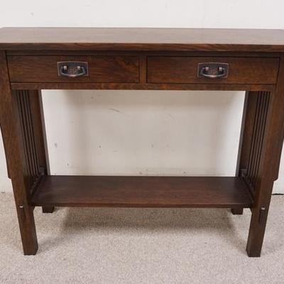 1001	STICKLEY MISSION OAK ARTS AND CRAFTS 2 DRAWER CONSOLE TABLE.