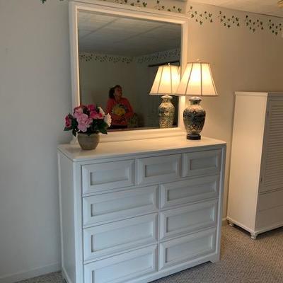 Matching White Dresser with Mirror $160