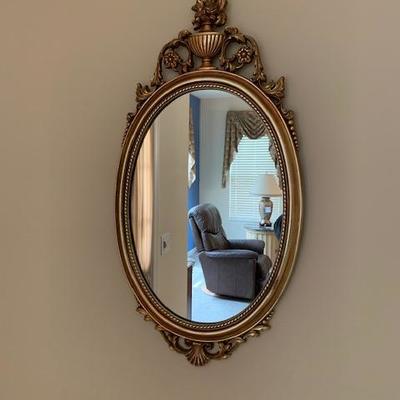 Pretty Oval and Gold Wood Mirror 30