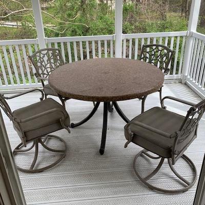 Round Metal Table and 4 Swivel Outdoor Chairs (Table 4' Round) $185