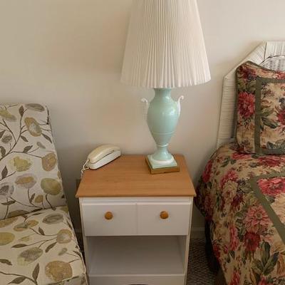 Pair of White and Blonde Wood Night Stands/Side Tables $120