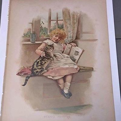 https://www.ebay.com/itm/114197410440	AB0245 VINTAGE 19TH CENTURY BOOK PLATE BLOCK COLOR PRINT $10.00 9 3/8 X 7 3/8 INCHES Cat picture...