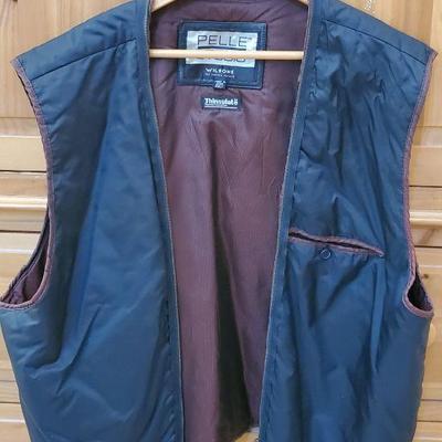 #10 - Men's Black Leather Jacket by Pelle Studio / Wilson's Leather Experts, size 2XLT, interior pocket, matching Thinsulate vest, great...