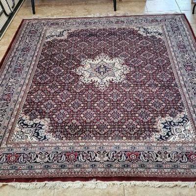 #13 - Indian Area Rug, great quality, excellent condition, no stains, machine made, 3 knots per inch, 1980s Bidjr Design but w/ altered...