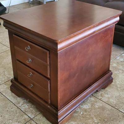 #14 - 2 Drawer Nightstand / End Table by Bassett, dark wood, great condition, 28