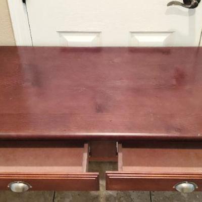 #67 - Dark Wood Sofa/Entryway/Foyer Table, solid wood, great condition, w/2 drawers that slide easily, 50