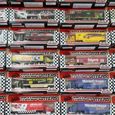 #5 - 72 1990's Nascar Related Tyco Die-Cast Semi Trucks, new in box, sold as a lot ($250/lot)