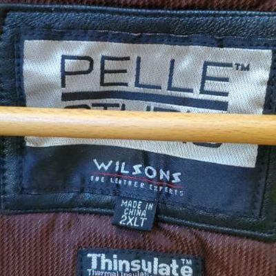 #64 - Men's Black Leather Jacket by Pelle Studio / Wilson's Leather Experts, size 2XLT, interior pocket, matching Thinsulate vest, great...