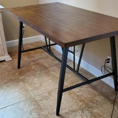 #16 Dark Wood Dining Table / Kitchen Table, Steel Base, dark wood, 69