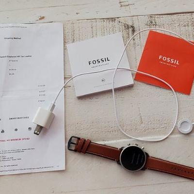 #62 - Fossil Gen 4 Smartwatch Explorist HR, tan leather, bought new this year, great condition, lightly used, comes with receipt, manual...