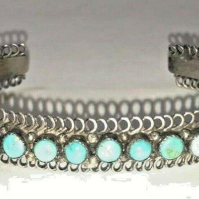 https://www.ebay.com/itm/124165935268	RX130: HANDMADE STERLING SILVER AND TURQUOISE MULT STONE BRACELET WEST AM INDIAN	Ebay Auction...