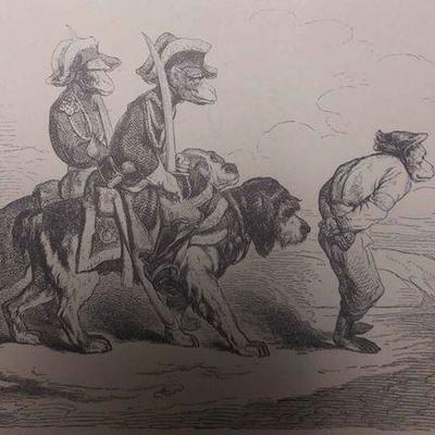 https://www.ebay.com/itm/114200212776	AB0268 VINTAGE 1881 BOOK PLATE BLOCK PRINT $10.00 FIGURES RIDING DOGS 9 3/16 X 7 1/4 INCHES BOX 76...