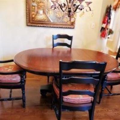 
Beautiful Table and chairs Table is shown with leaf can be removed to make round table only $500.00!! 