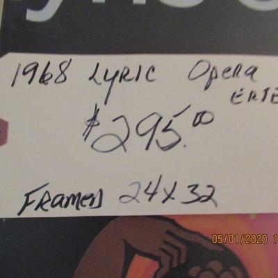 $295.00  1968 LYRIC OPERA ERTE, FRAMED 24X32