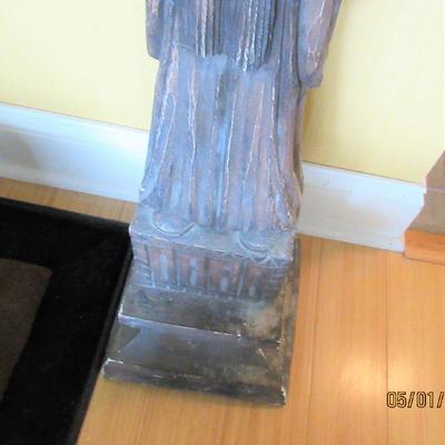 $350.00 SANTOS HEAVY METAL SCULPTURE, 52 INCHES TALL/ BEAUTIFULLY DETAILED, AREA AT THE TOP FOR A CANDLE