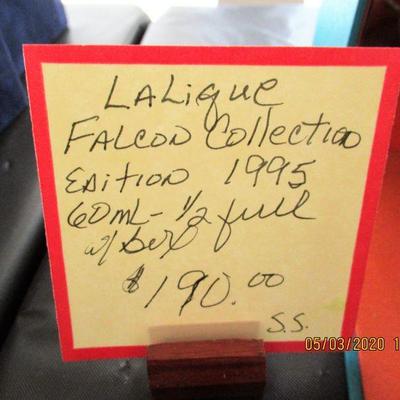 $190.00  LALIQUE FALCON COLLECTION EDITION 1995  60 ML 1/2 FULL WITH BOX