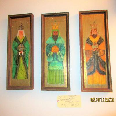 $120.00 THE 3 KINGS, OR THE 3 WISEMEN, SET OF 3 PAINTED ON WOOD,  EACH IS 8X21 