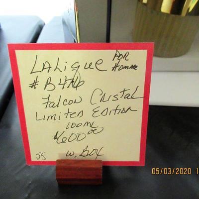 $600.00  LALIQUE POR HOMME LIMITED EDITION #B476,  100 ML BOTTLE FALCON CRYSTAL WITH BOX