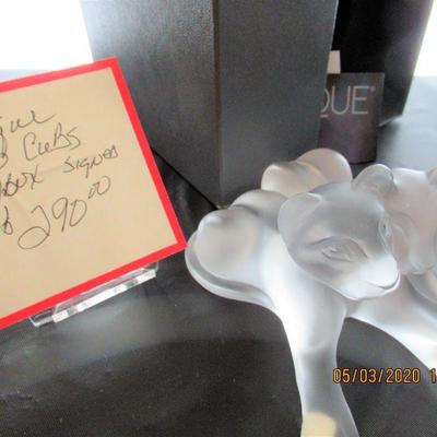$290.00  LALIQUE LION CUBS WITH BOX,