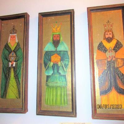 $120.00 THE 3 KINGS, OR THE 3 WISEMEN, SET OF 3 PAINTED ON WOOD,  EACH IS 8X21 