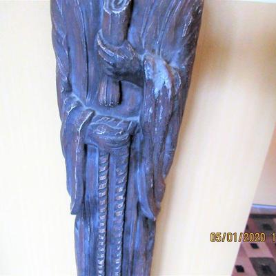 $350.00 SANTOS HEAVY METAL SCULPTURE, 52 INCHES TALL/ BEAUTIFULLY DETAILED, AREA AT THE TOP FOR A CANDLE