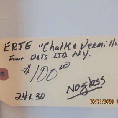 $100.00  ERTE CHALK AND VERMILLION, FINE ARTS LTD NY.  NO GLASS,  24X30