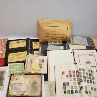 1970	
100's of Misc stamps
Includes 3 binders, 2 books, assorted Loose stamps, informational stamp books