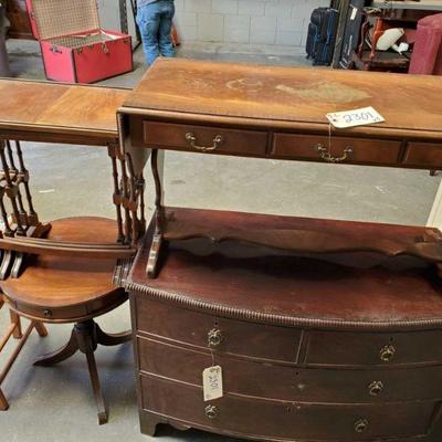 2301	
Wooden Dresser, Tables, Fold Out Chair
Wooden Dresser, Tables, Fold Out Chair