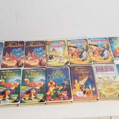 562	
VHS Movie Tapes
Movies include Dumbo, The Rescuers, 101 Dalmatians, Beauty and The Beast, The Great Mouse Detective, The Sword in...
