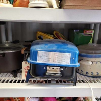4583	
Outdoor Household Electric BBQ, Crockpots, and More!
Food Storage Containers, and a Outside Lantern.