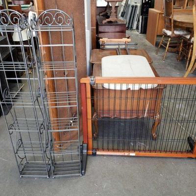 2303	
2 Metal Decorative Stands, and Pet Gate
Metal Decorative Stands Measures Approx 6"(L)Ã— 46"(H)Ã—8"(W). Carlson Pet...