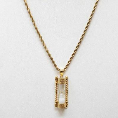 24k Gold Overlay Chain W/ 14k Gold Hourglass Pendent, 12.7g
Weighs Approx 12.7g, Measures Approx 11