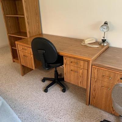 Knee Hole Desk $40 and Black Office Chair $30