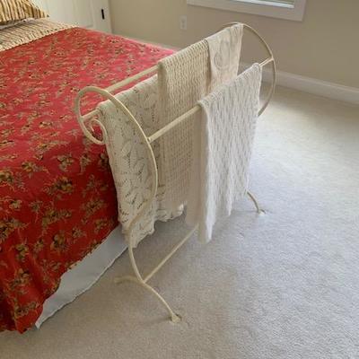 Painted White Metal Quilt Rack $55.00
Blankets on Rack are NOT FOR SALE