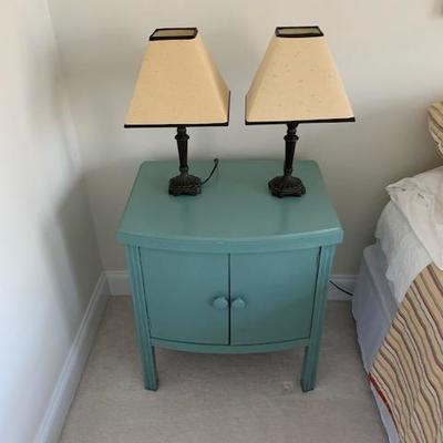 Sweet Blue Side Table/Night Stand $60 Pair of Table Lamps $55