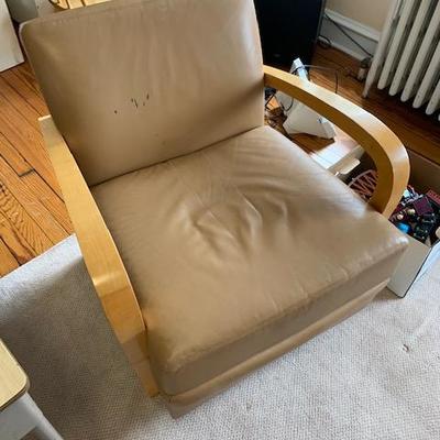 Leather and Wood Modern Chairs $175 Pair