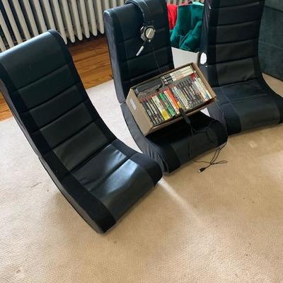 Bundle - 3 Game Chairs, over 25 PS2 & PS3 Games and Gigawear Headphones $150