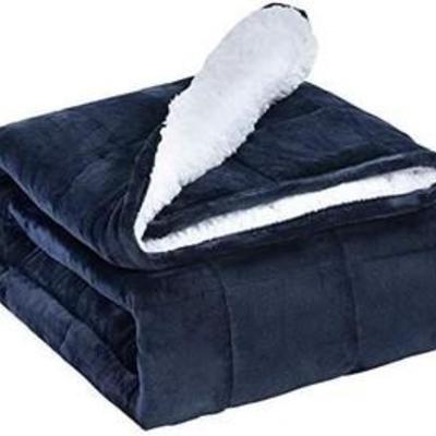BUZIO Sherpa Fleece Weighted Blanket for Adult, 12 lbs